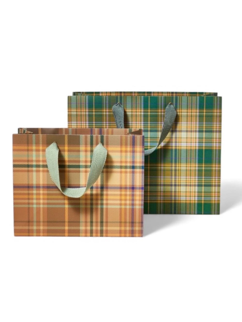 Hearth & Hand Green and Brown Plaid Gift Bag Set